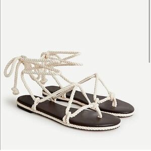 J. Crew Rope Lace Up Sandals Beige women’s size 8